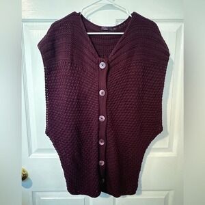 Prana Women's Estee Sweater Vest Purple Slouchy Chunky Oversized Cardigan